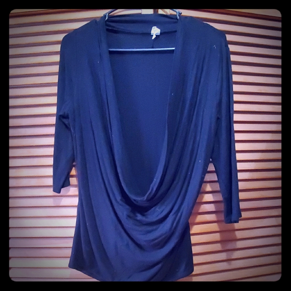 Black low neck top